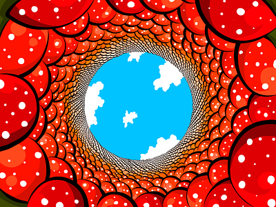 Hello, world! hello magic mushrooms mushrooms red sky vector