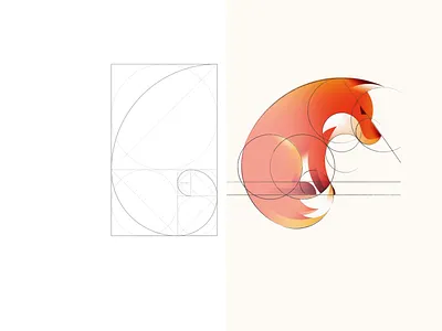 Fox logo & golden ratio grid - Animal Logo animal logo creative logo fox fox logo golden ratio golden ratio logo logo logo design logo grid mark symbol