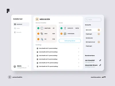 Dashboard installer tool board control dashboard data desktop main panel screen tech technology ui view