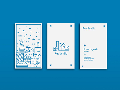 Residentia - Business Card apartment logo blue br brand identity branding branding agency building home illustration line art illustration line art logo logo logodesign modern logo real estate resident residential skyscraper logo