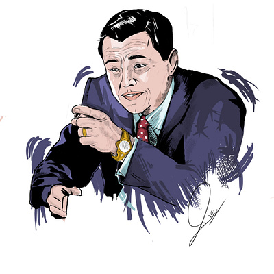 Leonardo DiCaprio AKA Jordan Belfort caricature design digita graphic design illustration vector