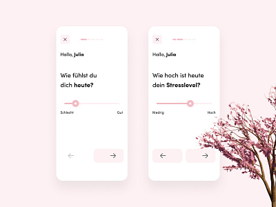 Onboarding Feel Good App 3d cherry blossom tree 3d illustration app design design health care health care app interface mobile design onboarding slider stress ui ui ux uidesign