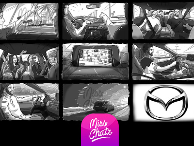 Mazda Storyboard ad advertising arab arabian brand branding car cz9 film frames freelance illustration mazda motor movie sketch storyboard vehivle