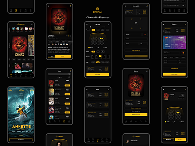 Cinema Booking App Concept adobexd android app design cinema booking climax design interface mobile app movie ticket ui ui design uiux user experiences ux web design