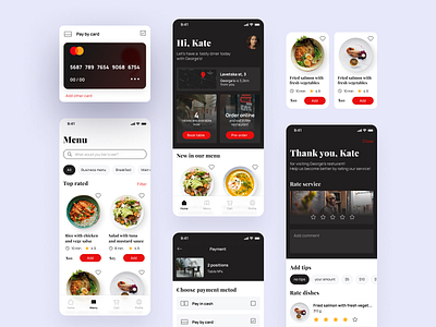 Online ordering in a Restaurant app card design credit card credit card design food food app mobile online ordering order pay by card payment restaurant restaurant app ui ui ux ux