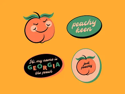 Georgia the peach stickers character cute design georgia graphic illustration peach simplistic stickers