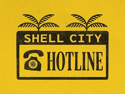 Welcome to Shell City branding design gta illustration illustrator line art logo palm trees radio retro typography vector vintage