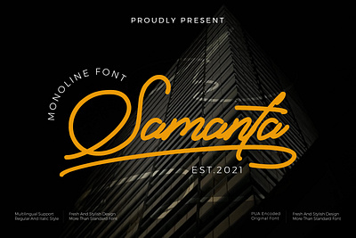 Samanta - Monoline font branding design font illustration letter logo typography ui ux vector