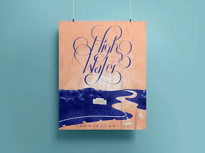 High Water Poster adobe fresco charleston color custom lettering custom type digital painting festival poster fresco gig poster handlettering high water illustration lettering music music festival poster summer type type design