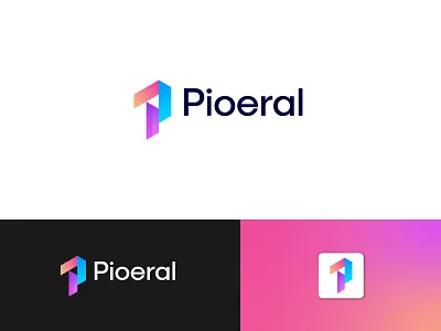 Pioeral Logo Design abstract advertising logo app icon app logo brand identity branding business logo company corporate digital agency ecommerce gradient illustration logo design marketing logo modern logo p logo startup tech logo visual identity
