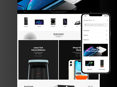 Arcelik - Homepage / Mobil Menu apple appliances arcelik black clean design grid household principle red responsive tv ui ux web webdesign website