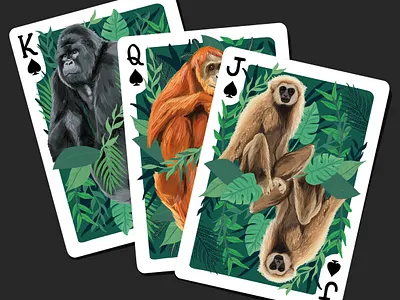 ANIMAL KINGDOM - SPADES bristol illustrator card design design digital art digital illustration game design games gorilla green illustration jungle monkeys nature nature art nature illustration orangutan playing cards