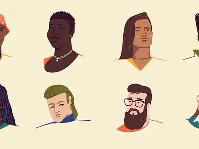 Random People II flat graphic illustration portrait