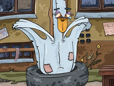 Iridiy Mikhailovich the Tire Swan illustration moscow petersburg russia swan tireswan