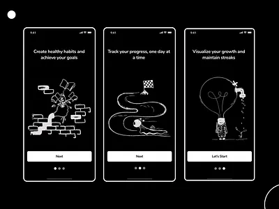 Grithub: Habit Builder App - Onboarding app design flat habit minimal mobile react ux web