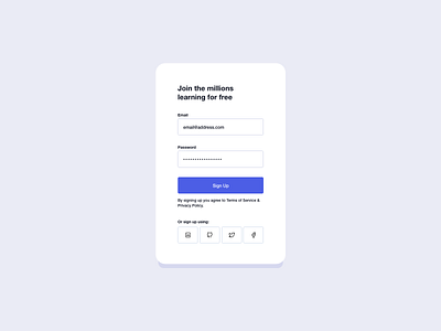 Sign Up UI Design authentication authentication ui log in ui ui ui component ui component design ui design ux ux design