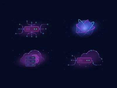 Device lab icons ⚛️ cloud globe icon illustration network server