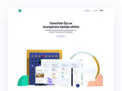 TaskuTark Õpi landing page 3d animation blender composition cro design figma illustration interaction landing page light theme logo marketing online learning saas ui ux web webdesign