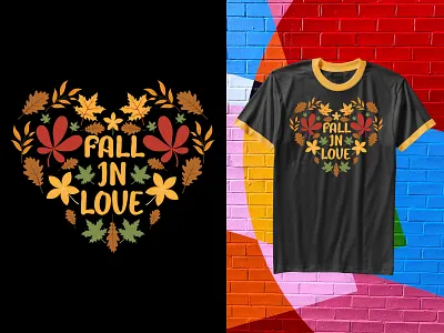 Fall in Love T-Shirt Design Template fallinlove fallteachergifts in love
