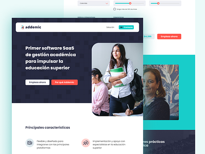 Addemic education education site saas software ui design web design website wordpress