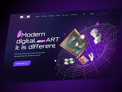 NFT Marketplace Modern Digital ART binance bitcoin btc cryptocurrencies cryptocurrency dashboard digital art digital store eth figma illustration market marketplace modern nft nft creators nft digital nft illustration nft shop web design
