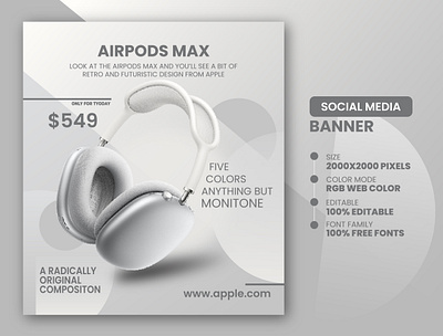 Airpods | Social Media designs for Grow your Facebook, Instagram banner design branding business logo design facebook ads facebook post graphic design illustration illustrator instagram ads instagram post logo poster social media design ui ux vector