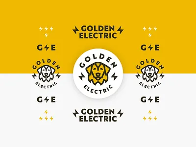 Golden Electric Branding bolt brand branding designbydiamond dog electric graphic design illustration lightning logo typography yellow