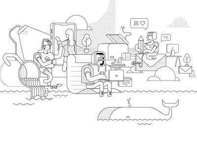 Coretrek's Meeting Room Wall-Art burak beceren character design coffee designing developing graphic design illustration interior illustration mural office illustration ofice vector wall illustration wallart workers