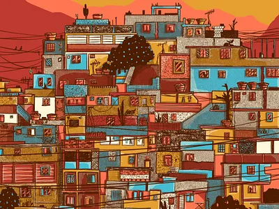 Tropical Paradise beach brasil brazil colorful design favela illustration landscape pool rio rio de janeiro rocinha sao paulo summer summertime tropical water