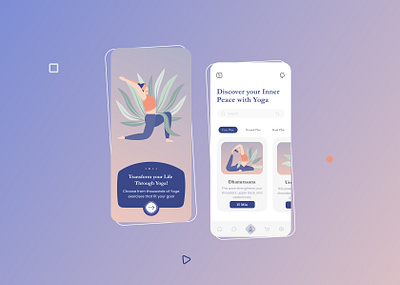 Yoga App Design app clean design fitness gradient illustration minimal mobile modern product design ui uiux unique ux vector versatile yoga yoga pose