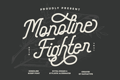 Monoline Figther - Monoline Script Font branding design font fonts handlettering illustration lettering logo logo type monoline monoline font natural font script script font typography