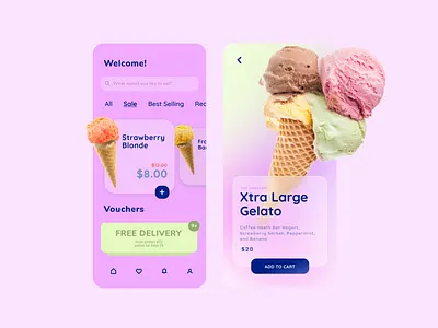 Ice Cream Shop aesthetic application business clean ui design ecommerce food food shop graphic design ice cream ice cream shop illustration logo mobileapp ui ui design ux ux design web design website