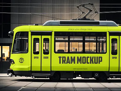 Tram automobile city energy free freebie mockup street car tram tramway transport transportation urban vehicle