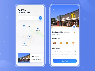Restaurant finding app app app design application clean design finding finding app food food app food design interface ios restaurant restaurant finding app simple ui uidesign uiux ux uxdesign