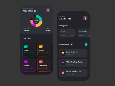 File Manager App branding chart cloud dailyuichallenge dark mood design file file manager file sharing folder folder minimal google drive ios logo manager mobile app mobile interface storage ui ux