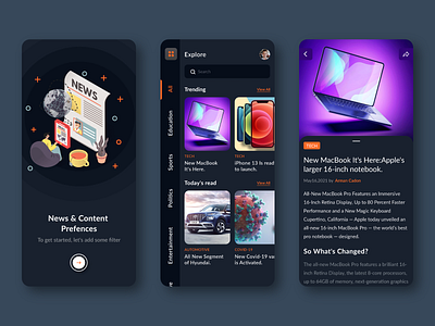 News App - Newsfeed App Design Concept app design business news dark ui latest news magazine mobile app design mobile app development mobile app news news news app news apps news feed app news feed app concept news mobile app news stories newsfeed newspaper sportnews trending news ui ux design