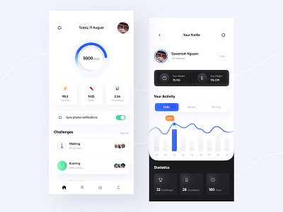 Health Tracker App activities app bicycle calories chart clean design fitness health health tracker minimal mobile running app steps tracker tracking app ui ux walk workout