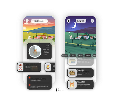 Village Manager app cleandesign dashboard design gamedahsboard gamui graphic design illustration ilu ios minimal mobilegame settlers simcity ui uidesign uiux village