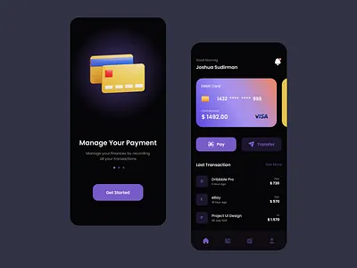 Payment App Darkmode app app concept app design apple application bank bankapp booking business app design finace app hotel app illustration logo payment payment app trading app ui uidesign uiux