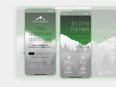 Trekking Tour Website Concept android clean figma green illustration ios landing page minimal mobile app design modern product design travel trekking ui user experience user interaction user interface ux web design