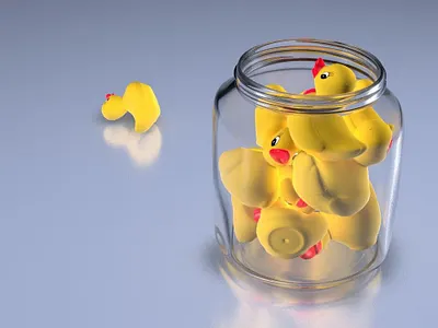 Jar with ducks 3d