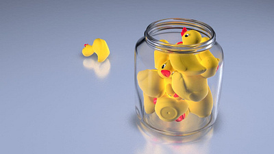 Jar with ducks 3d
