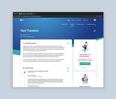 Visual redesign concept: Seek profile design digital web