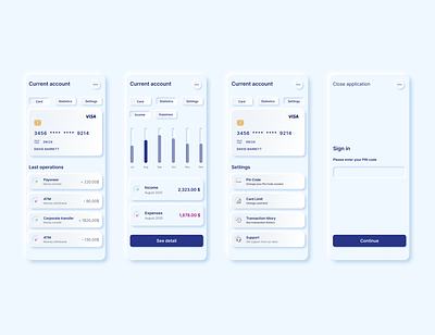 Mobile banking application neumorphism application banking design mobile neumorphism ui ux web design