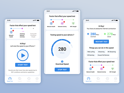 Internet Speed Test App app clean flat illustration internetspeedtest iphone8 minimal mobileapp ui ux visualdesign wifispeedtest