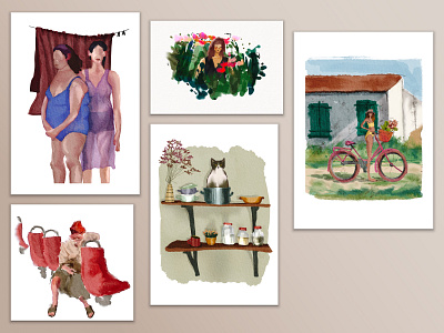 Digital watercolor illustrations branding design graphic design illustration painting poster