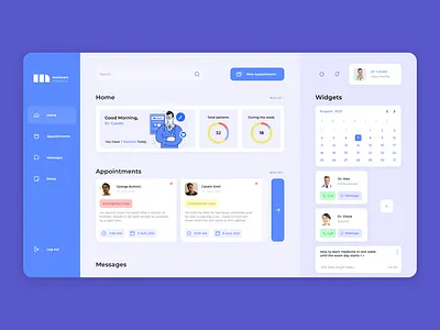 Doctor Portal - Medical Dashboard appointment blue concept design doctor illustration inspire logo medical music ui uidesign uiux ux
