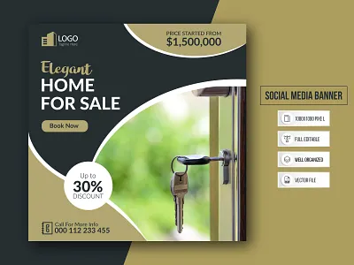 Social Media Banner For Real Estate Business. 3d animation branding graphic design logo motion graphics ui