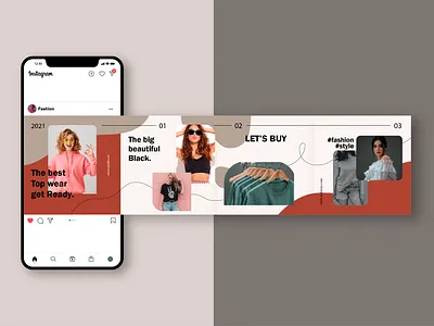 Fashion carousel cards behance branding design dribbble illustration photoshop vector