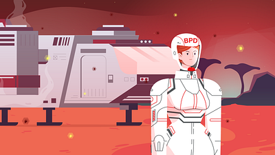 Space mission art astronaut cartoon character design explore graphic design illustration mars mars exploration people rocket space space exploration
